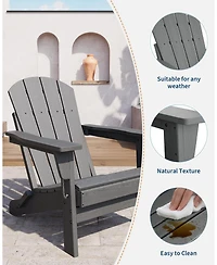 gaomon Folding Adirondack Chairs Set of 6, Hdpe Plastic Outdoor Chairs with Wood Texture, Weather Resistant for Fire Pit, Deck, Patio, Pool