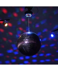 Yescom 16" Large Disco Ball with Motor and Light 6RPM Rotator & 2PCS 3W Rgb Spotlights for 70s 80s Party Dj Bands Club Event Purple