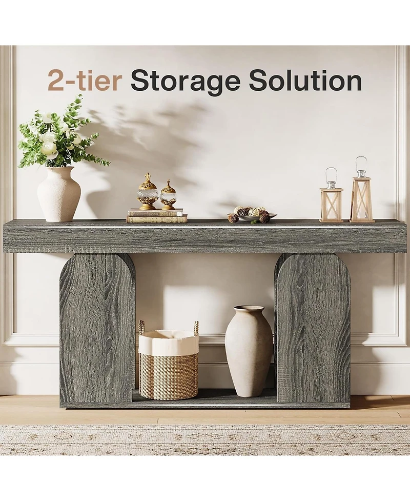 Tribesigns Farmhouse Wood Console Table, with U-Shaped Base