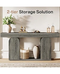 Tribesigns Farmhouse Wood Console Table, with U-Shaped Base