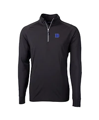 Cutter Buck Men's Black Duke Blue Devils Adapt Eco Knit Stretch Raglan DryTec Quarter-Zip Sweatshirt