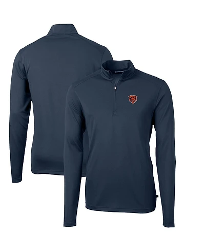 Cutter & Buck Men's Navy Chicago Bears Throwback Logo Virtue Eco Pique Quarter-Zip Pullover Sweatshirt