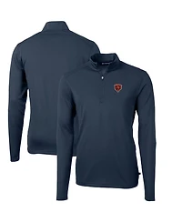 Cutter & Buck Men's Navy Chicago Bears Throwback Logo Virtue Eco Pique Quarter-Zip Pullover Sweatshirt