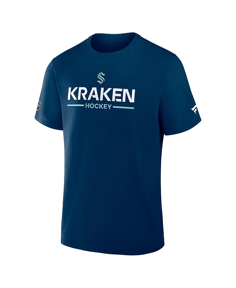 Fanatics Men's Deep Sea Blue Seattle Kraken Authentic Pro Primary T-Shirt