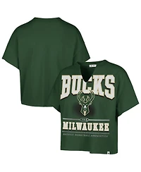 '47 Brand Women's Hunter Green Milwaukee Bucks Elation Oversized Notch Neck T-Shirt