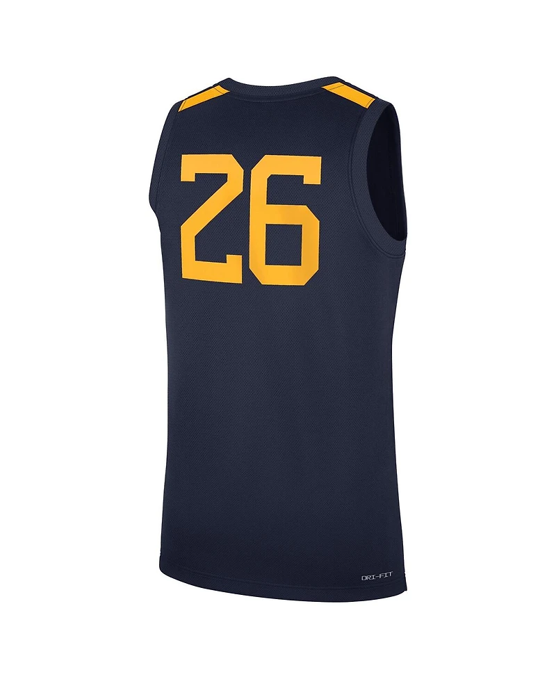 Nike Men's 26 Navy West Virginia Mountaineers Road Replica Basketball Jersey