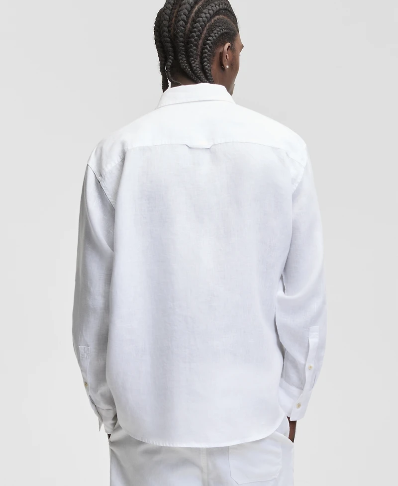 Sun + Stone Men's 100% Linen Relaxed Fit Long-Sleeve Garment-Dyed Shirt, Macy's Exclusive