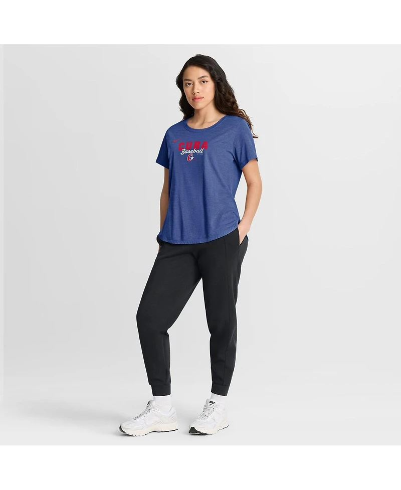 Nike Women's Heather Blue Cuba Baseball 2026 World Classic Arched Tri-Blend T-Shirt