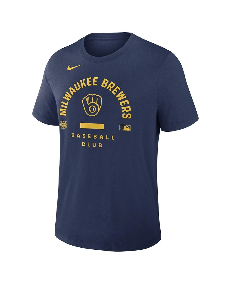 Nike Men's Navy Milwaukee Brewers Authentic Collection Early Work Tri-Blend Dri-fit T-Shirt