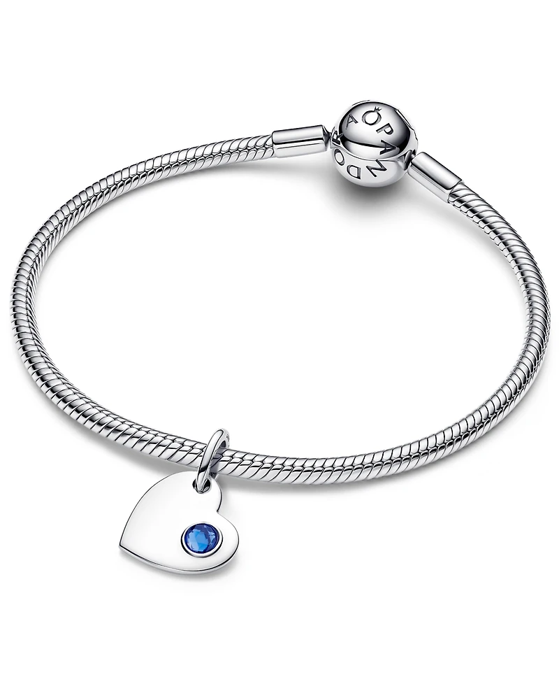 Pandora September Engravable Heart Blue Stone Dangle Charm