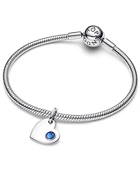Pandora September Engravable Heart Blue Stone Dangle Charm