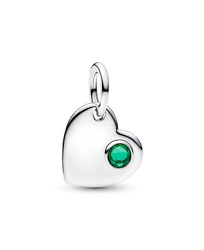 Pandora May Engravable Heart Green Stone Dangle Charm