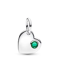Pandora May Engravable Heart Green Stone Dangle Charm