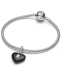Pandora Matte Black Ceramic Heart Padlock Dangle Charm