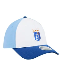 New Era Men's White/Royal Kansas City Royals Player Replica 39THIRTY M-Crown Flex Hat