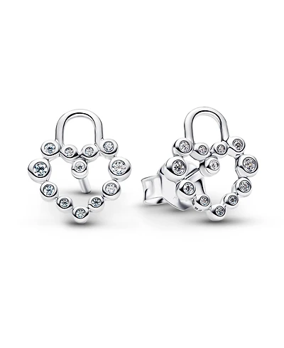 Pandora Sparkling Heart Padlock Stud Earrings