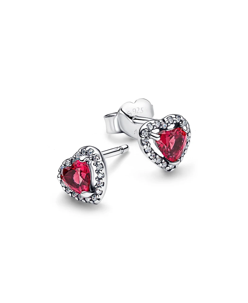 Pandora Elevated Red Heart Stud Earrings