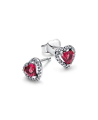 Pandora Elevated Red Heart Stud Earrings