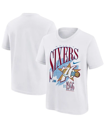 Nike Big Boys and Girls White Philadelphia 76ers Hardwood Classics Champs Max90 T-Shirt