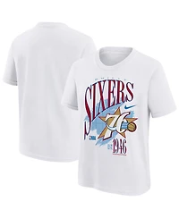 Nike Big Boys and Girls White Philadelphia 76ers Hardwood Classics Champs Max90 T-Shirt