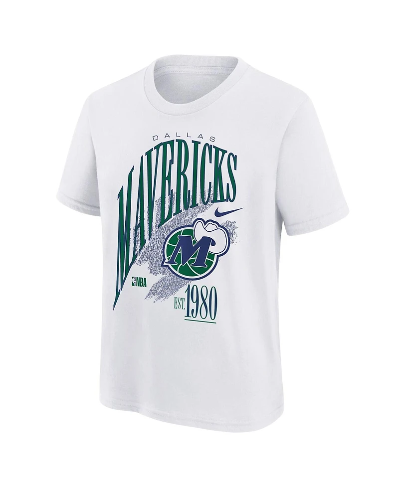 Nike Big Boys and Girls White Dallas Mavericks Hardwood Classics Champs Max90 T-Shirt