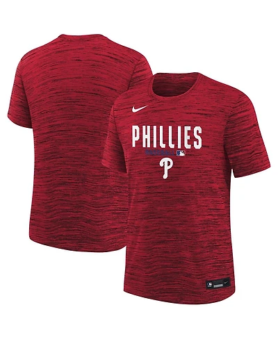 Nike Big Boys and Girls Red Philadelphia Phillies Authentic Collection Velocity Dri-fit T-Shirt