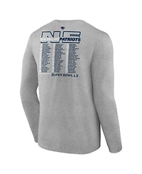 Fanatics Men's Heather Gray New England Patriots Super Bowl Lx Roster Long Sleeve T-Shirt
