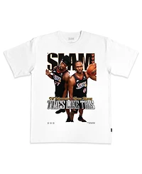 Slam Men's and Women's Vj Edgecombe & Tyrese Maxey White Philadelphia 76ers Cover T-Shirt