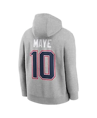 Nike Men's Drake Maye Heather Gray New England Patriots Super Bowl Lx Patch Name Number Hoodie