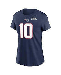 Nike Women's Drake Maye Navy New England Patriots Super Bowl Lx Patch Name Number T-Shirt