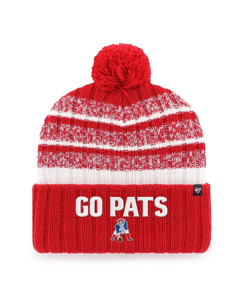 '47 Brand Men's Red New England Patriots Local Cuffed Knit Hat with Pom