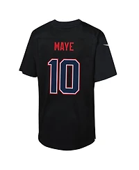 Nike Big Boys and Girls Drake Maye Black New England Patriots Super Bowl Lx Patch Carbon Fashion Game Jersey