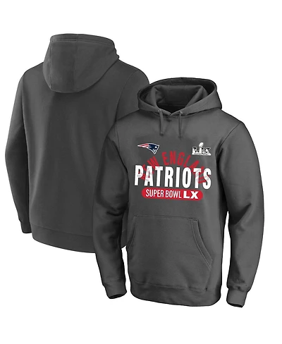 Fanatics Men's Charcoal New England Patriots Super Bowl Lx Big Tall Game Plan Hoodie