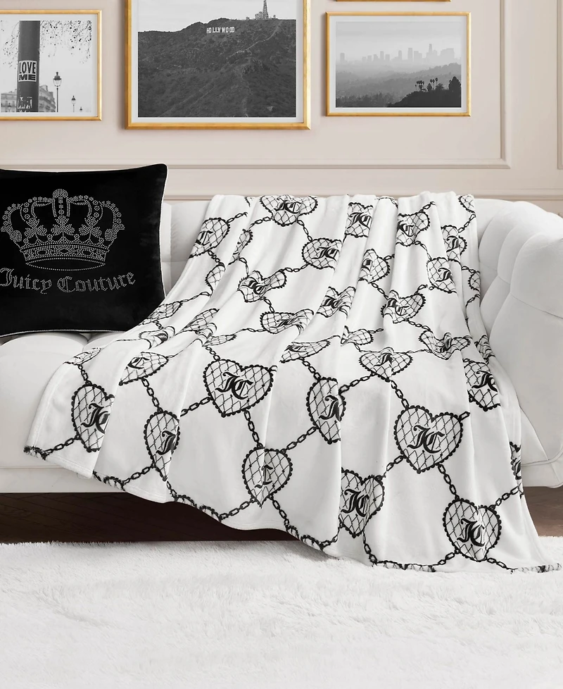Juicy Couture Embossed Plush Oversized Throw, 60" x 70"