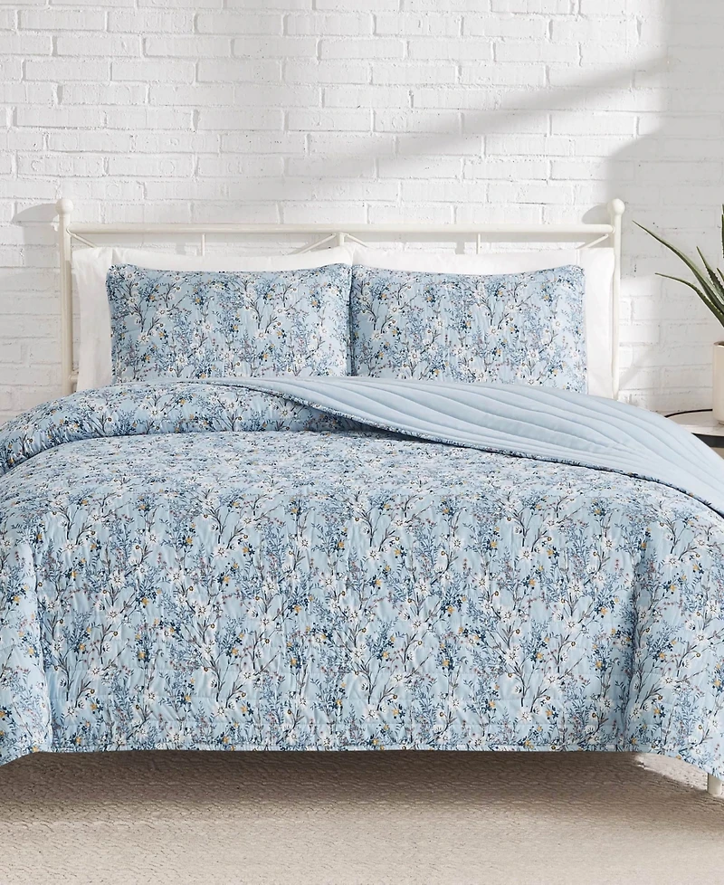 Lucky Brand Soft Floral Reversible Design 3-Pc Quilt Set, Full/Queen