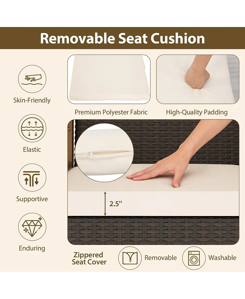 Gymax Patio Dining Chair Pcs w/Cushion Wood Armrests Metal Frame for Garden