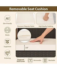 Gymax Patio Dining Chair Pcs w/Cushion Wood Armrests Metal Frame for Garden