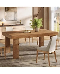 Tribesigns 63-Inch Solid Wood Dining Table for 4-6, Wooden Rectangular Dinner Tables, Farmhouse Kitchen Table with Heavy Duty Legs