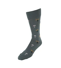 Trafalgar Men's I'll Drink to That Wine Glass & Bottle Novelty Mid Calf Mercerized Cotton Sock 1 Pair