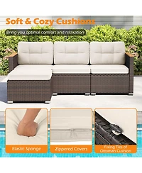 Gymax Set Of 5 Wicker Conversation Set Patio Rattan Chair & Coffee Table Set for Porch