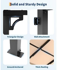 gaomon 12x20 Wall-Mounted Hardtop Gazebo, Uv-Resistant Polycarbonate Roof, Reinforced Aluminum Pergola for Patio & Deck