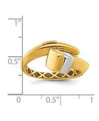 Curata Jewelry Solid 18k Two-tone Gold Adjustable Polished Square Buckle Ring