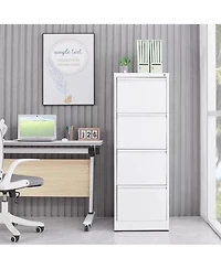 Rainsken 4 Drawer File Cabinet, Vertical Metal File Cabinet, Storage Organizer Cabinet with Lock for Letter Size/A4/Legal File