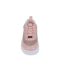 bebe Women's Sneaker with Pearl and Rhinestone Embellished Upper
