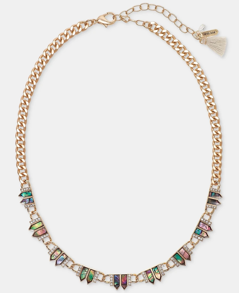 lonna & lilly Gold-Tone Chain Stone Frontal Necklace