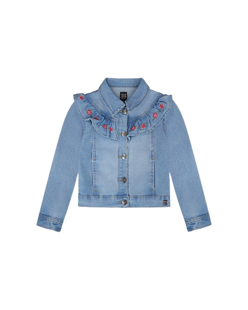 Deux par Deux Girls Denim Jacket with Embroidery