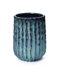 LuxenHome 16.8" Glazed Blue Tall Ceramic Plant Pots, Two-tone Decorative Large Pot for Plants for Livng Room, Patio, Garden