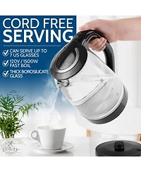 Zulay Kitchen Borosilicate Glass Electric Kettle with Blue Led Light