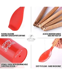 Zulay Kitchen Christmas Silicone Spatula with Utensil Holder