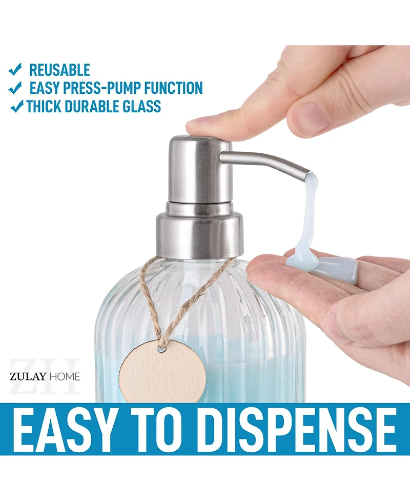 Zulay Kitchen Easy Press Pump Clear Glass Hand Soap Dispenser for Bathroom